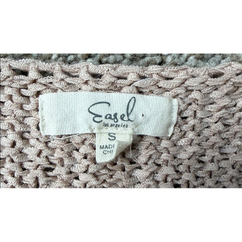 Easel Los Angeles Womens Tan Knit V Neck Oversized Pullover Sweater Top S - Picture 7 of 9
